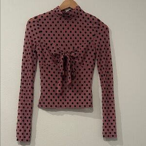 Polka Dot Mesh Long Sleeve Top